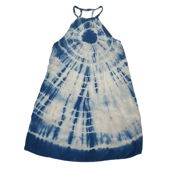 American Eagle Outfitters Dresses & Skirts - American Eagle Blue & White Tie Dye Halter Neck Dress Womens Size Medium
